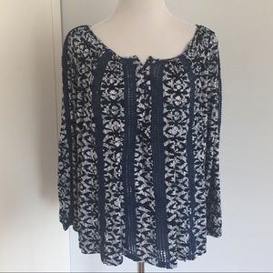 Lucky Brand Boho Flowing Batik Tunic Top